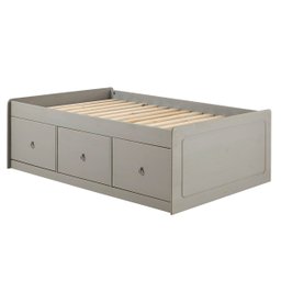 Cama de Solteiro com Gaveteiro de Madeira Cinza Lavado - 1