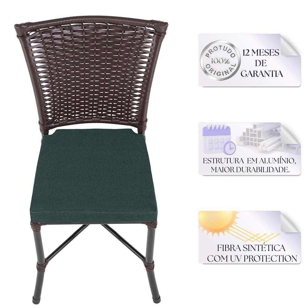 Cadeira de Jantar Reforçada em Alumínio e Fibra Estofado Impermeavel Turquia 4 Unidades Tabaco - 3