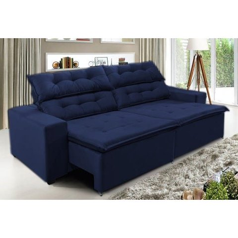 Sofá Concepit 2,20m Retrátil com Molas Azul