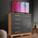 Ver imagem 4 de Cômoda 6 Gavetas para Tv até 50 Polegadas Nature Titanium Xing Shop Jm