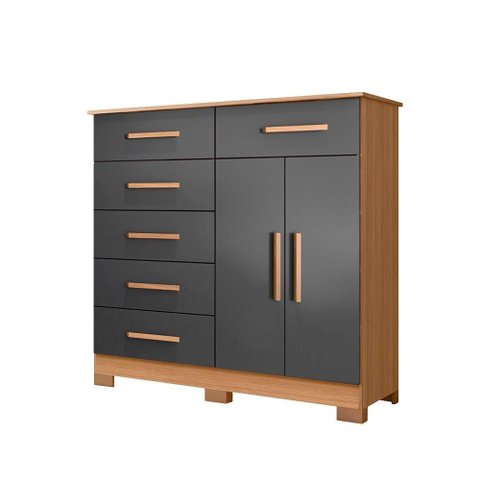 Cômoda 6 Gavetas para Tv até 50 Polegadas Nature Titanium Xing Shop Jm
