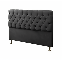 Conjunto Cabeceira Casal Recamier Com Baú Capitonê Preto  - Fabrica De Tudo - 3