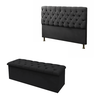 Conjunto Cabeceira Casal Recamier Com Baú Capitonê Preto  - Fabrica De Tudo - 1