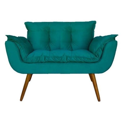 Namoradeira Poltrona Sofá Decorativa 2 Lugares Opalla Azul Turquesa - Sa Móveis