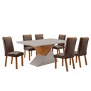 Ver imagem 2 de Mesa de Jantar Aster 180cm Tampo MDF e Vidro Canto Copo com 6 Cadeiras Lira Moderna
