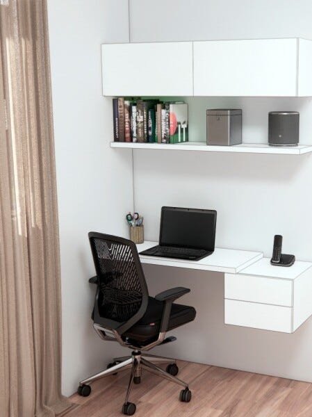 Kit Home Office 100% MDF - Bancada de estudos + Armário basculante + Prateleira Flutuante