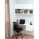 Ver imagem 1 de Kit Home Office 100% MDF - Bancada de estudos + Armário basculante + Prateleira Flutuante