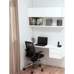 Kit Home Office 100% MDF - Bancada de estudos + Armário basculante + Prateleira Flutuante - 1