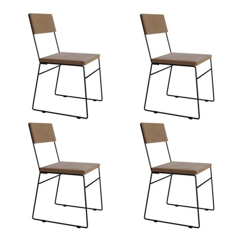 Kit 4 Cadeiras de Jantar Málaga Veludo Marrom para Mesa Sala Cozinha Conforto e Decoração - Marrom