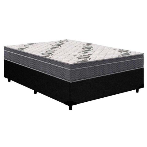 Cama Box Casal: Colchão Anatômico Ortobom D33/EP Airtech 100 + Base CRC Courano Black(138x188)