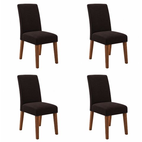 Conjunto com 4 Cadeiras Estofada Sala de Jantar Trieste Siena Cedro / Marrom Dobuê