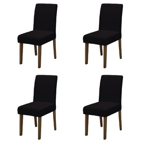 Conjunto com 4 Cadeiras Estofada Sala de Jantar Trieste Siena Cedro / Marrom Dobuê