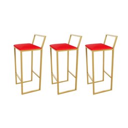 Jogo 3 Banqueta Alta Balcão Bistrô Dourada Confort Ind Premium Estofado Don Castro Decor - 5