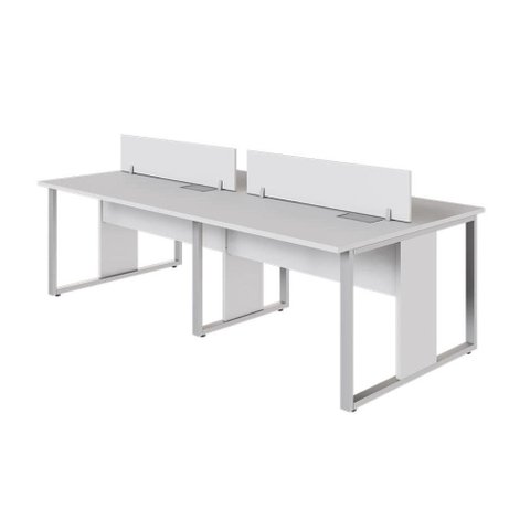 Mesa de Trabalho Plataforma 4 Lugares 2,40 m X 1,20 m Design Industrial com Caixas de Tomadas