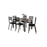 Conjunto Mesa de Jantar Tubular com 6 Cadeiras Malva Tampo Vidro Retangular 140cm 118 Sf Preto - Mov - 1