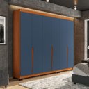 Ver imagem 1 de Roupeiro Casal Porto com 6 Portas 4 Gavetas 242x214cm Freijó/Azul 240825