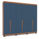 Ver imagem 2 de Roupeiro Casal Porto com 6 Portas 4 Gavetas 242x214cm Freijó/Azul 240825