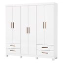 Ver imagem 3 de Guarda-roupa Casal Genova 6 Portas 4 Gavetas 22110 Branco - Carioca Móveis