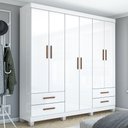 Ver imagem 1 de Guarda-roupa Casal Genova 6 Portas 4 Gavetas 22110 Branco - Carioca Móveis