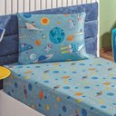 Ver imagem 2 de Enxoval Kit Colcha + Jogo de Cama Lençol Bouti Solteiro Infantil Kids 4 Peças - Astronauta.
