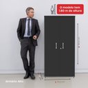 Ver imagem 6 de Armário Alto 2 Portas 159,6x79,2x42 cm Pivotante Cinza/Grafito/Preto