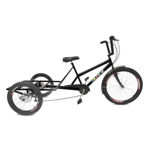 Triciclo de Carga Traseira - 7 Marchas - 6 Opções de Cores - Preto