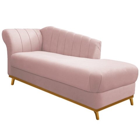 Recamier Vanessa 1,85M Lado Direito Suede Rosê - Doce Sonho Móveis
