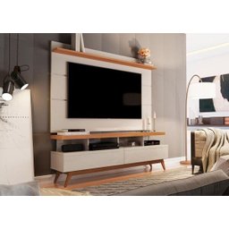 Rack com Painel Vivare Wood 160cm Off White com Nature - Germai Móveis - 2