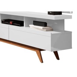 Rack com Painel Vivare Wood 180cm Branco - Germai Móveis - 5