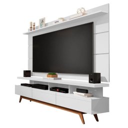 Rack com Painel Vivare Wood 180cm Branco - Germai Móveis - 1