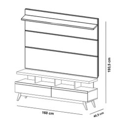 Rack com Painel Vivare Wood 160cm Off White com Freijó - Germai Móveis - 6