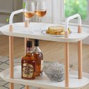 Ver imagem 3 de Carrinho Organizador Multiuso 3 Prateleiras Mesa Auxiliar Rack Portatil Rodizios Madeira Decoracao V