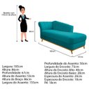 Ver imagem 4 de Recamier Vanessa 1,85M Lado Direito Suede Azul Turquesa - Doce Sonho Móveis
