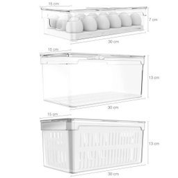 Kit 3 Organizadores de Geladeira Porta Ovos e Porta Frutas e Legumes Clear Fresh ou - 3