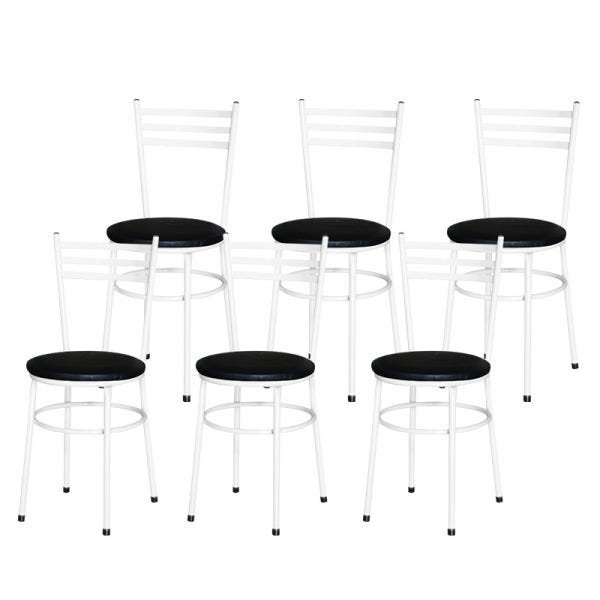 Kit 6 Cadeiras Epoxi Branca para Cozinha: Preto