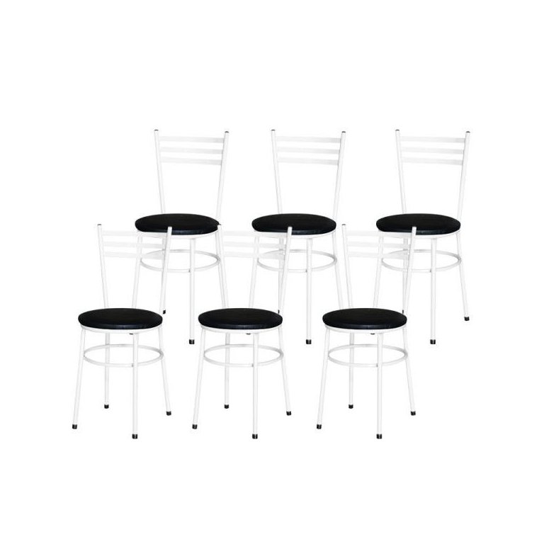Kit 6 Cadeiras Epoxi Branca para Cozinha: Preto