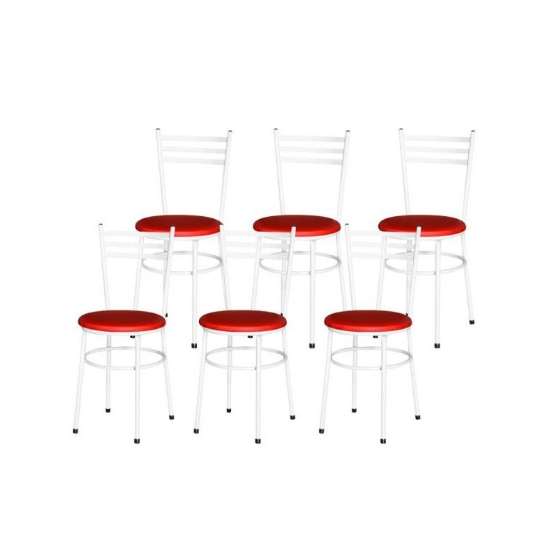 Kit 6 Cadeiras Epoxi Branca para Cozinha: Vermelho