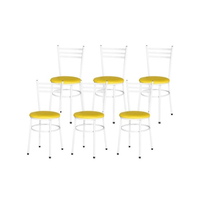 Kit 6 Cadeiras Epoxi Branca para Cozinha: Amarelo