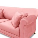 Ver imagem 7 de Sofá Decorativo 220cm 3 Lugares com 4 Almofadas Armstrong Veludo Rosa - Gran Belo
