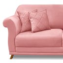 Ver imagem 6 de Sofá Decorativo 220cm 3 Lugares com 4 Almofadas Armstrong Veludo Rosa - Gran Belo