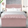 Kit Cabeceira e Calçadeira Baú Dubai Casal 140 Cm - Veludo Rose - 1