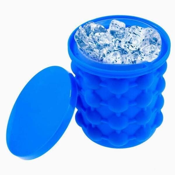 Mini Balde Forma Gelo Em Silicone Azul Ice Magic Cube