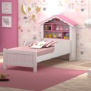 Ver imagem 4 de Cama Solteiro Casa Princesa Branco Rosa