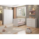 Ver imagem 1 de Quarto Infantil Completo Helena com Guarda Roupa Comoda e Berço Mini Cama Branco - Phoenix Baby