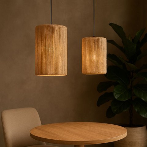 Kit de Luminárias Pendentes Milão e Leblon em Sisal Natural