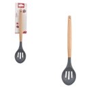 Ver imagem 6 de Kit 5 Utensílios De Silicone Cabo Madeira Colher Raspador Concha Espátula Massas WK
