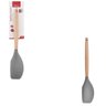 Kit 5 Utensílios De Silicone Cabo Madeira Colher Raspador Concha Espátula Massas WK - 3