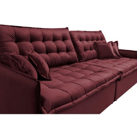 Sofá Sem Caixa Retrátil Reclinável 2,95m Cama inBox Versátil com Pillow Top e Molas Velusoft