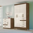 Ver imagem 2 de Guarda Roupa 4 Portas Sobral Castanho Wood Off White 870030 Moval