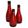 Trio Vasos Garrafas Frisadas Grandes em Cerâmica Premium - Vermelha - 1